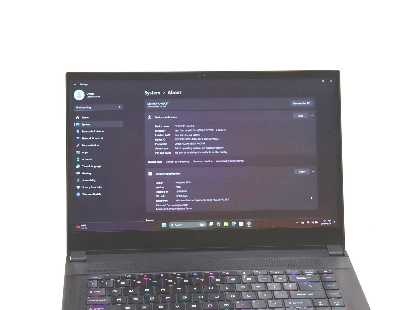 MSI Stealth GS66 i7-12700H 32GB 1TB NVMe NVIDIA GeForce RTX 3070Ti Win11Pro READ