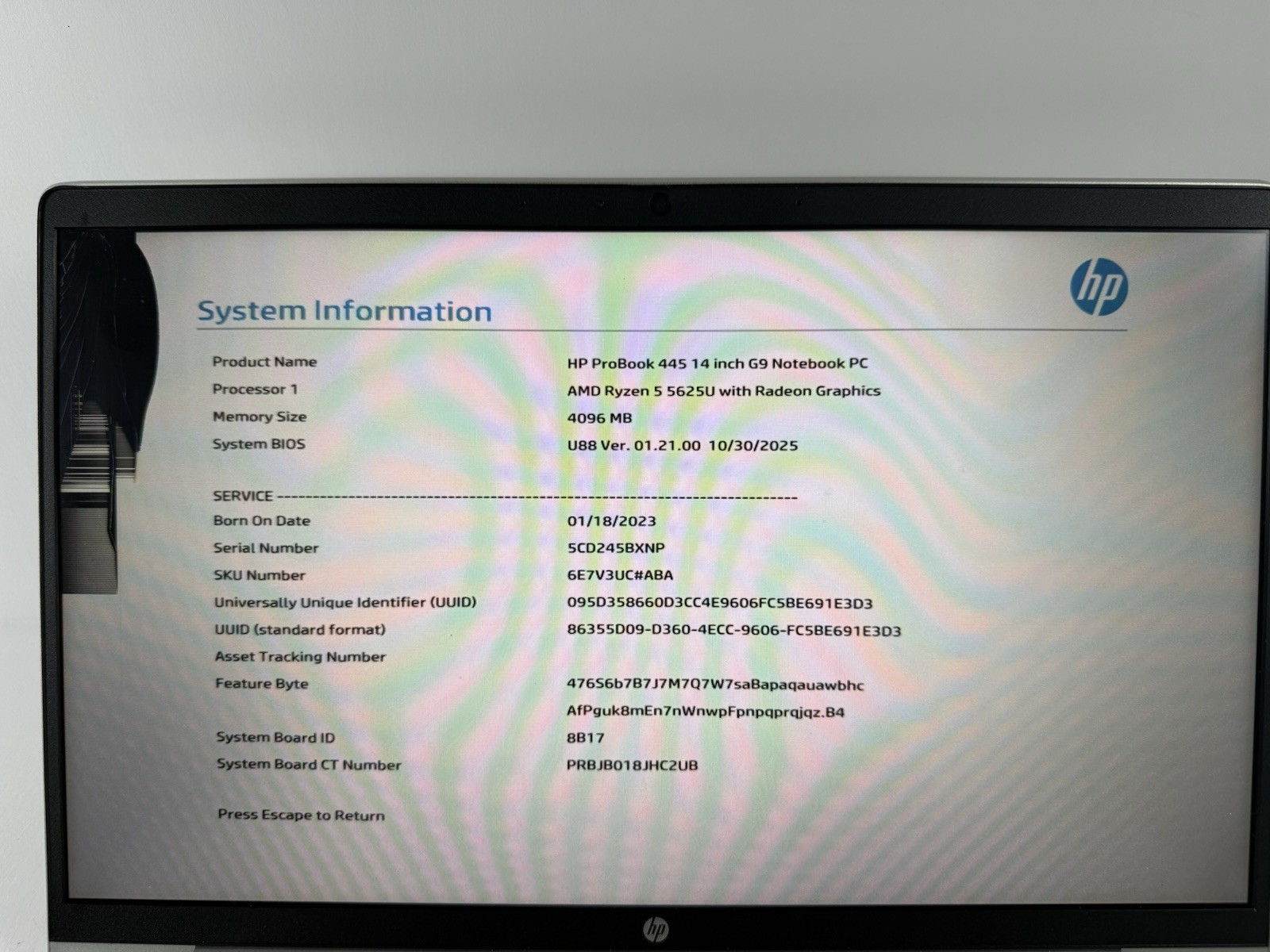 HP ProBook 445 G9 14″ Ryzen 5 5625U 2.3GHz 4GB RAM | NO SSD/OS Read*