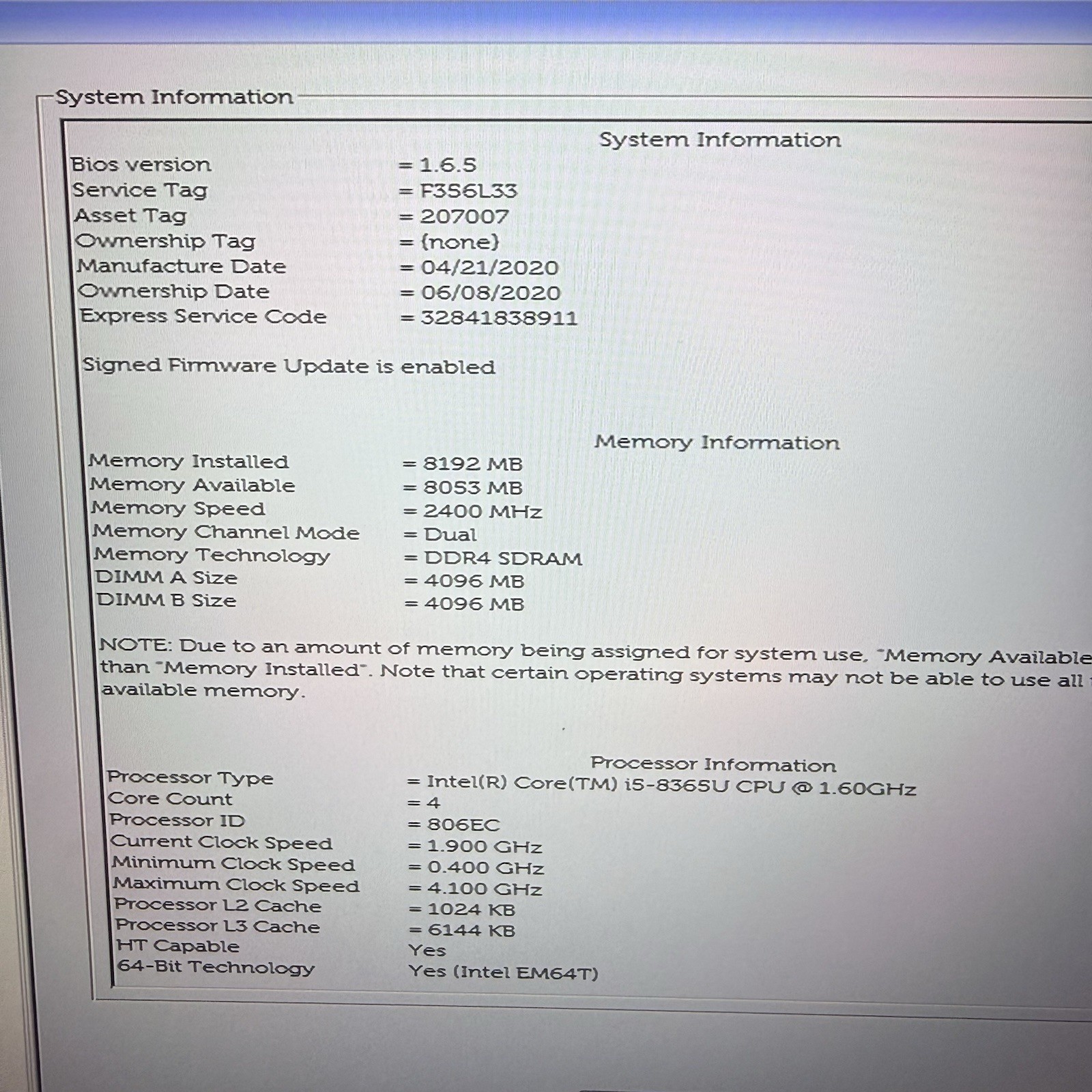 LOT OF 10 Dell Latitude 5500 Laptop i5-8365u 8gb Ram Good Condition NO SSD