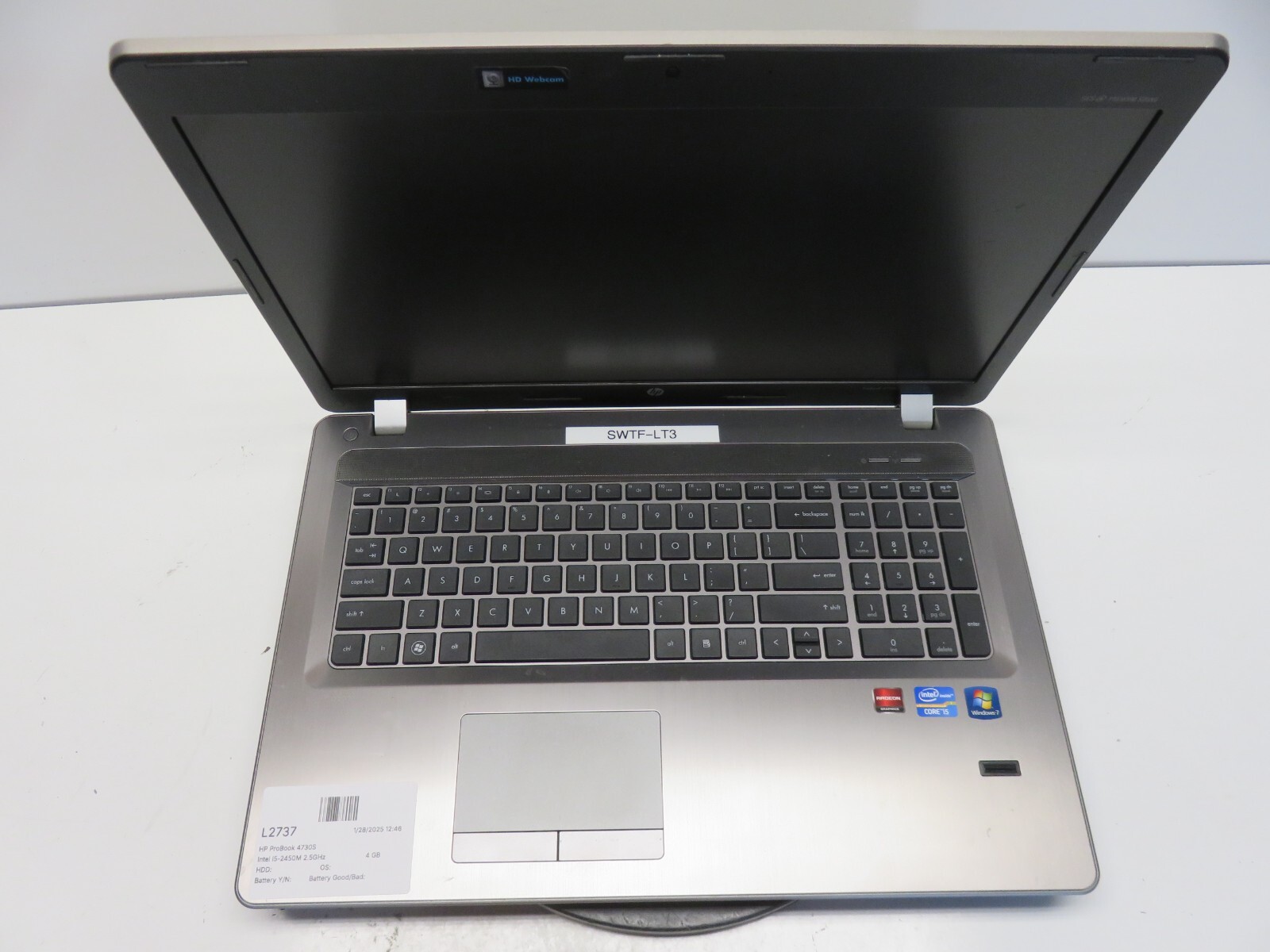 HP ProBook 4730S Intel i5-2450M 2.5GHz 4 GB NO HDD No Batt