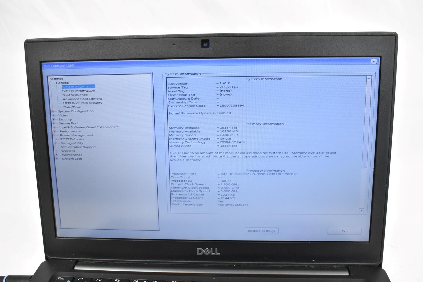 Dell Latitude 7290 Laptop i5-8350U 1.7GHz 16GB 256GB SSD 12.5″ No OS *See Issues