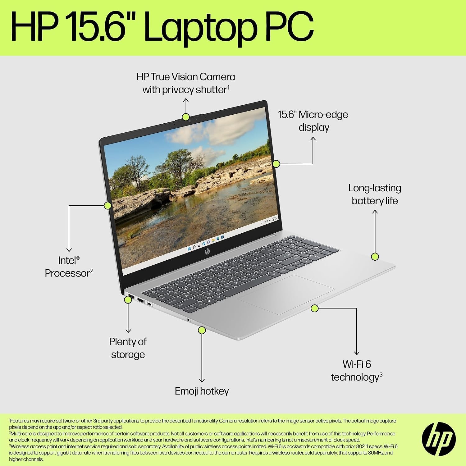 HP 15.6″ FHD Laptop 2026 Edition with Copilot AI, 8GB RAM, 256GB SSD, Intel Proc