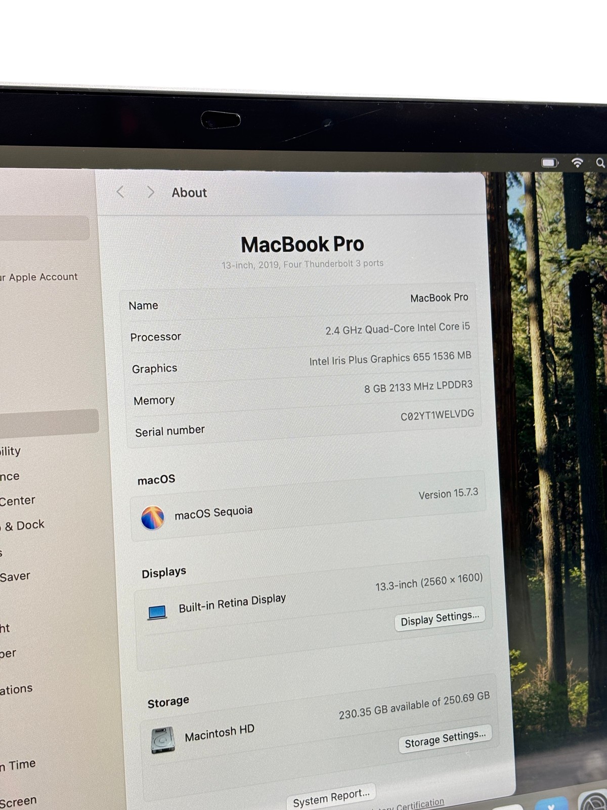 Apple MacBook Pro 2019 MV992LL/A Core i5-8279U 2.4GHz 8GB RAM 256GB SSD 13.3″ La