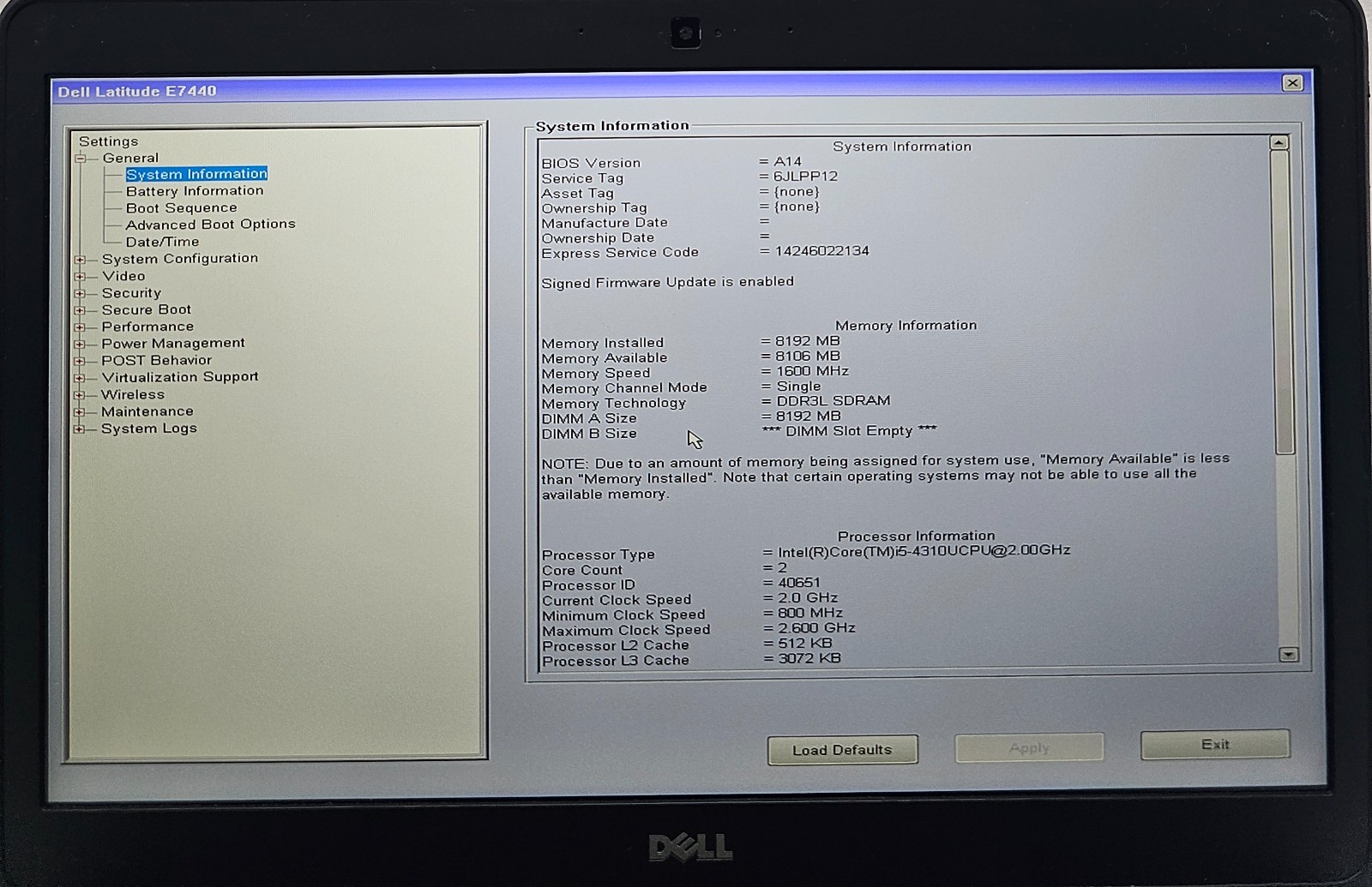 Dell Latitude E7440 Laptop Intel Core i5-4310U 8GB Ram No HD/OS/BATT (FL)