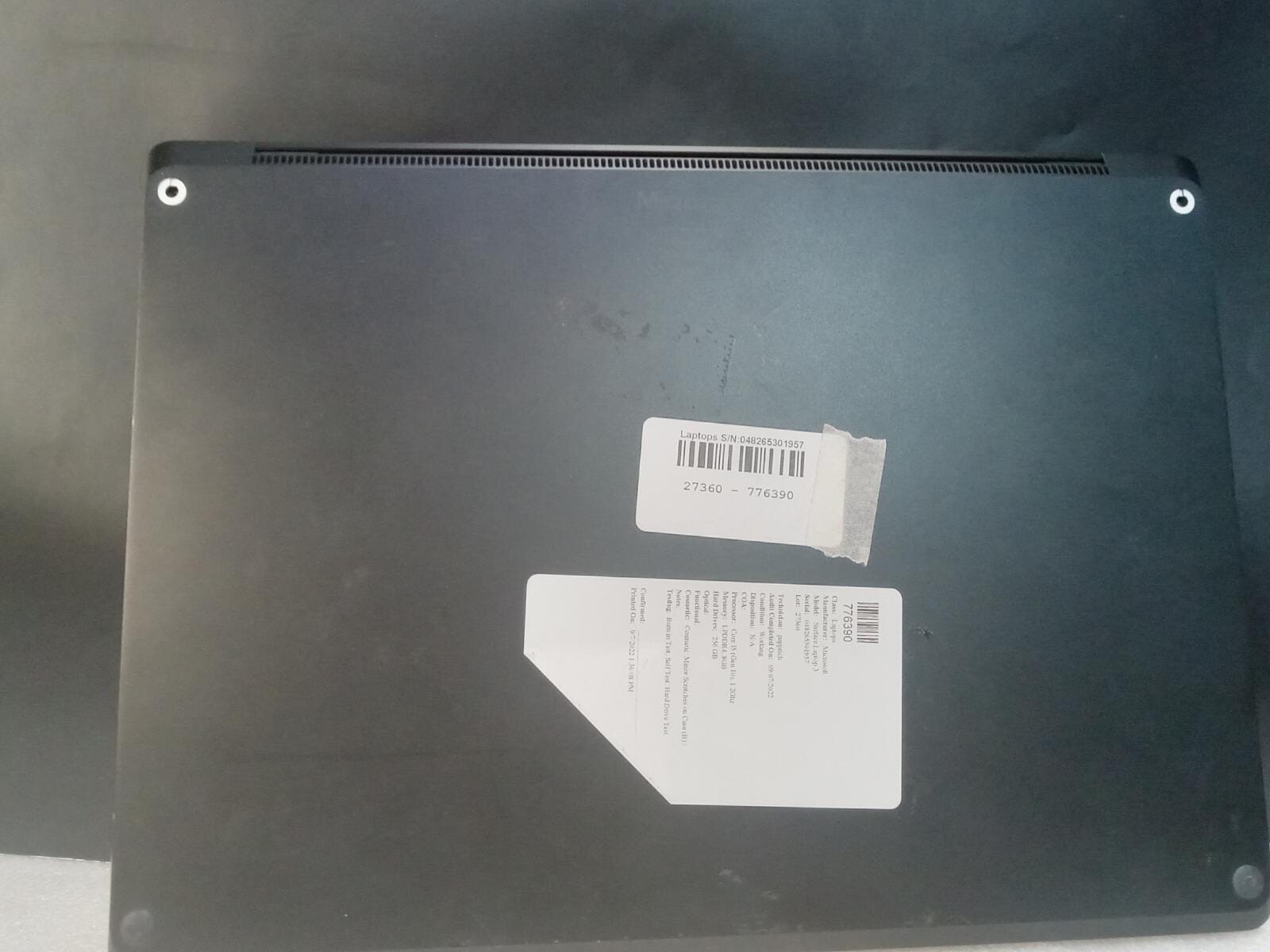 Microsoft Surface Laptop 3 1868 13.5″ i5-1035g7 256GB M.2 SSD 8GB DDR4 NO OS