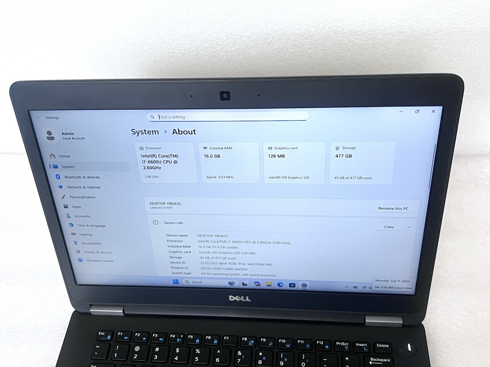 Dell Latitude E7470 Ultrabook i7-6600U 2.60GHZ 16GB RAM 512GB SSD Win 11 Pro
