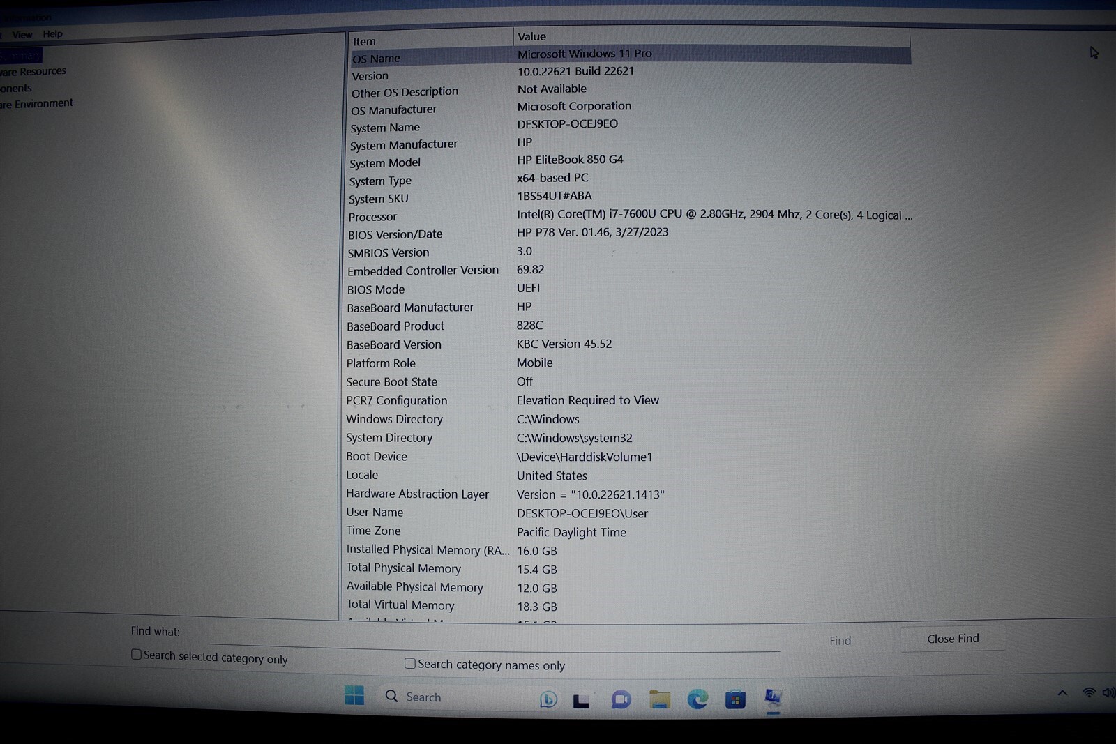 HP Elitebook 850 G4 I7-7600u 256SSD-16GB Win11Pro w/AC Adapter