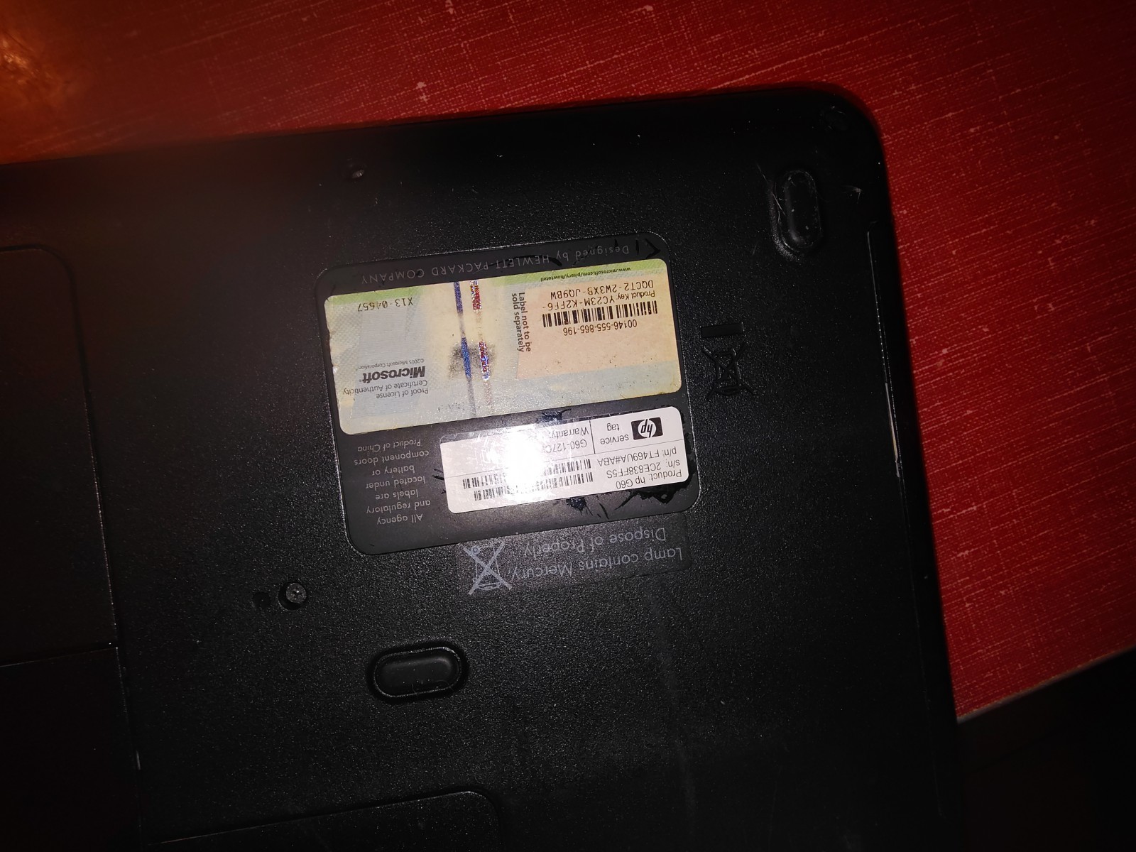 HP G60 Laptop For Parts Works But Bad screen