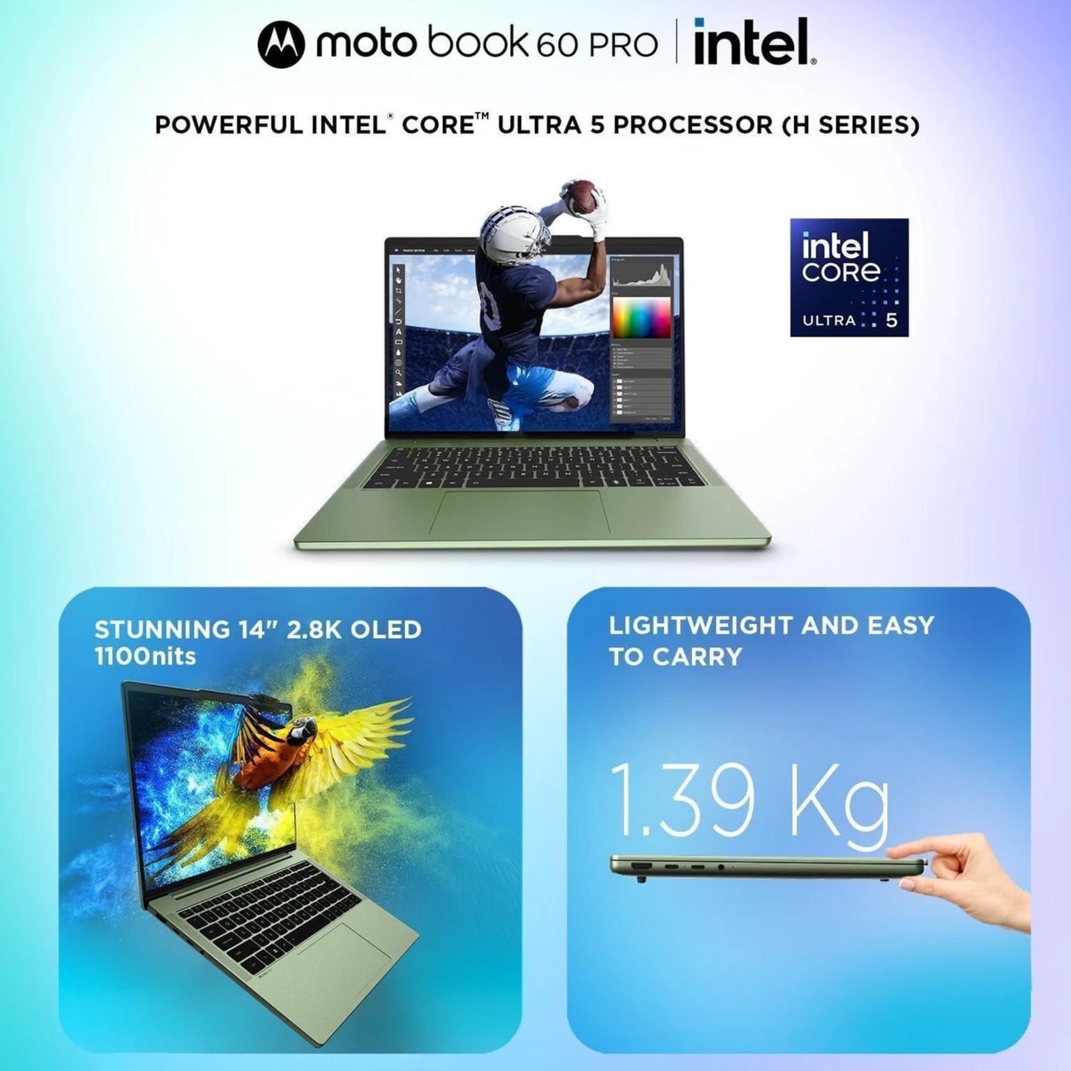 MOTOROLA Motobook 60 Pro Full Metal OLED AI PC Intel Core Ultra 5 225H