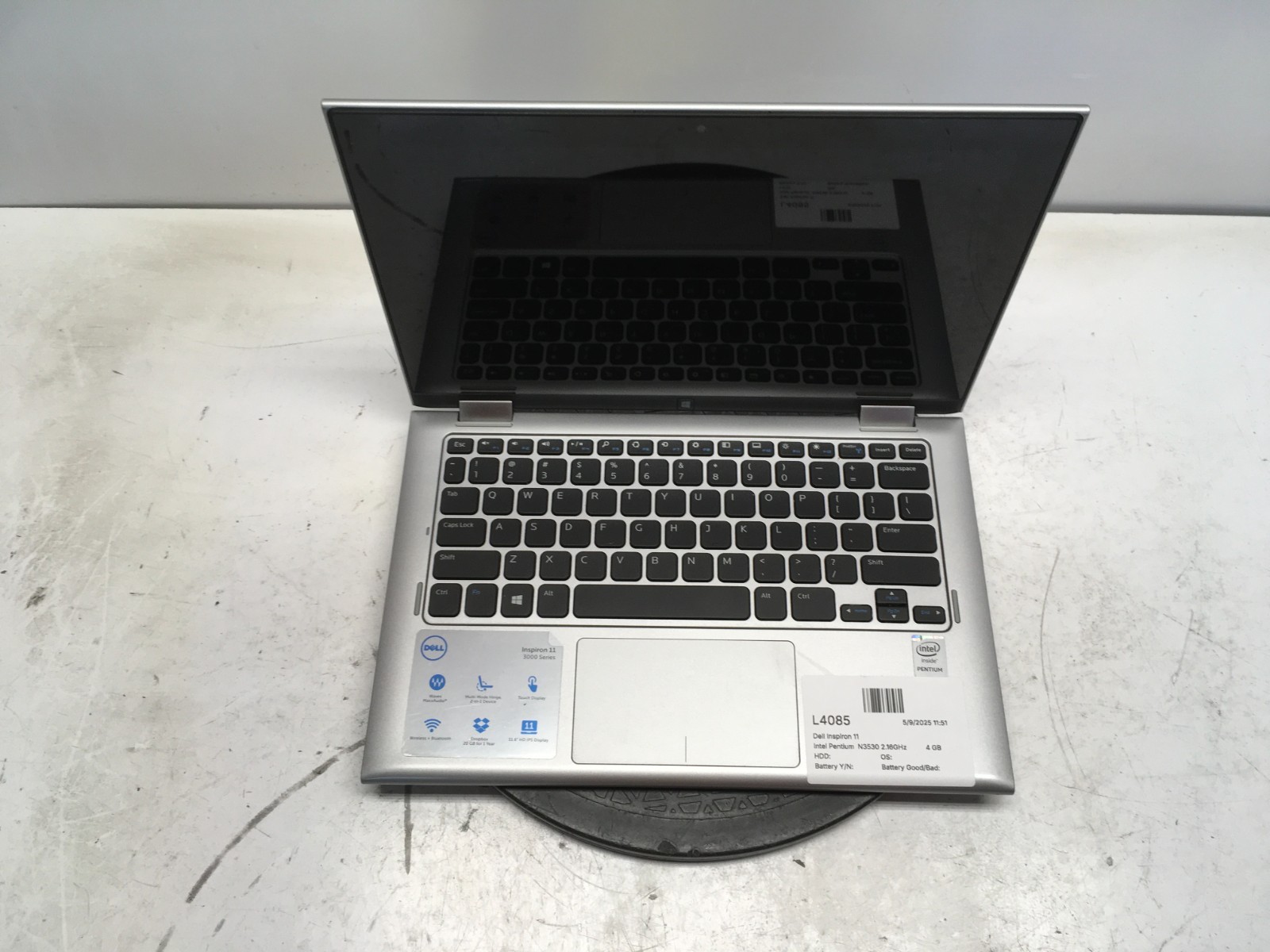 Dell Inspiron 11 3147 Intel Pentium N3530 2.16GHz 4 GB NO HDD No Batt
