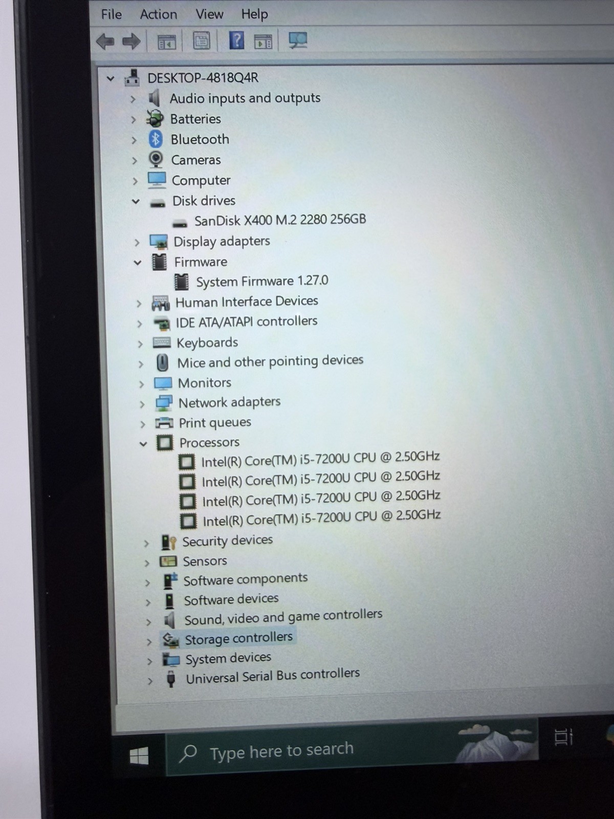Dell Inspiron i5-7200U CPU Intel(R)Core(TM)@ 2.50GHz 2.70GHz Touch/Screen