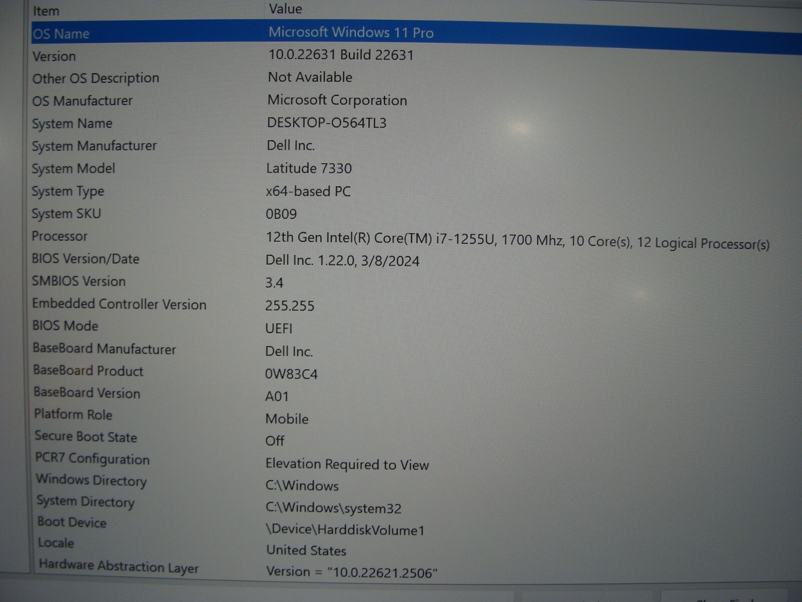 Dell Latitude 7330 Laptop 13.3″ FHD i7-1255U max4.7GHz 16GB 512GB WRTY 12/2026