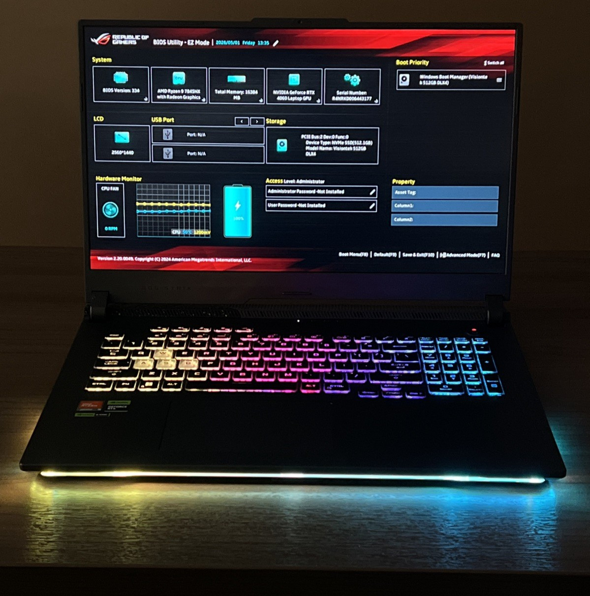 ASUS G713PV-WS94 ROG Strix G17 Ryzen 9 7845HX 512GB 16GB NVIDIA RTX 4060 (8GB)
