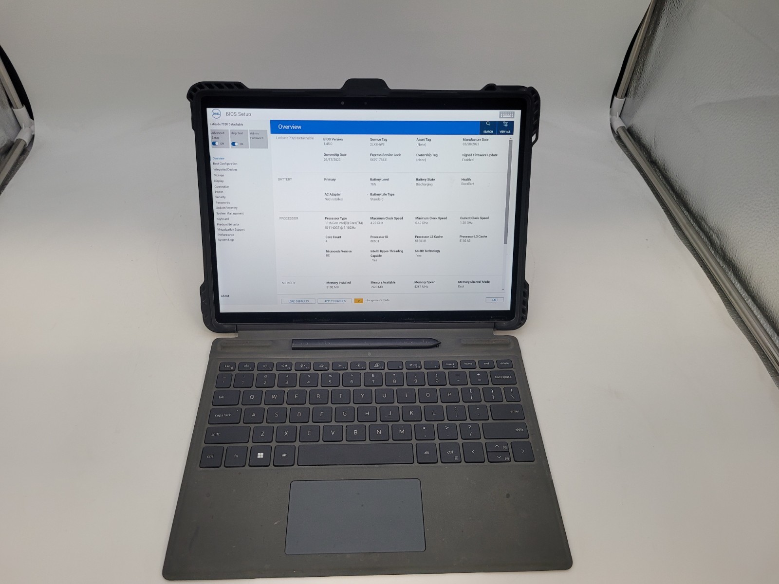 Dell Latitude 7320 Detachable,i5-1140G7@ .10GHz,8GB Ram,256GB NVMe,No OS