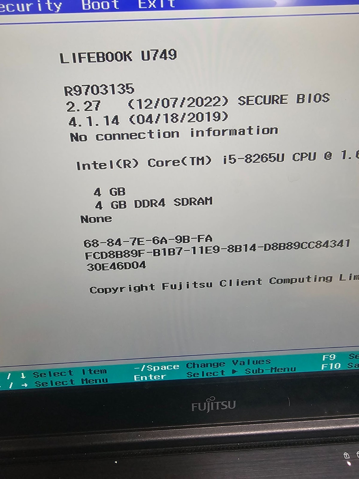 4x Lot FUJITSU LIFEBOOK U749 | Intel i5-8265U 4GB 256GB WiFi Webcam BT – Special