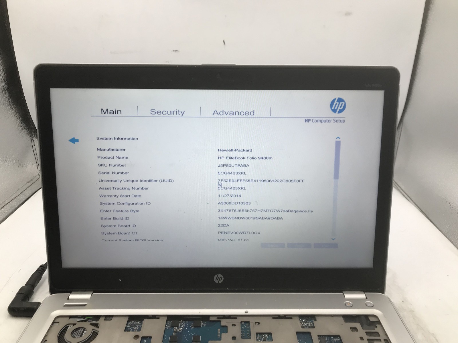 HP ELITEBOOK 9480M – BOOTS TO BIOS – INTEL I5 4TH GEN – NO RAM – READ DESC – BB!