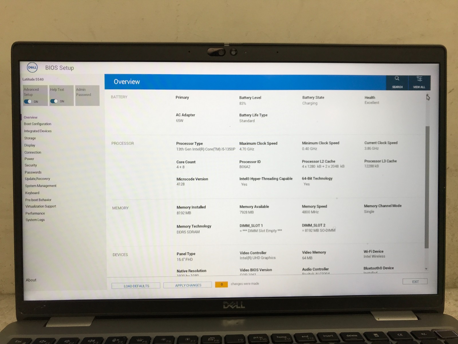 Dell Latitude 5540 / Intel Core i5-1350P 3.86GHz / 8GB RAM / No SSD