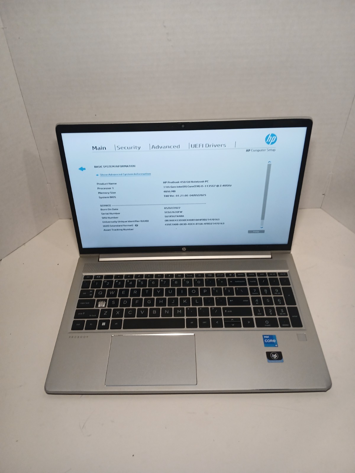 HP ProBook 450 G8 15.6″ Laptop i5-1135G7 2.40GHz 4GB RAM NO OS/SSD. #97