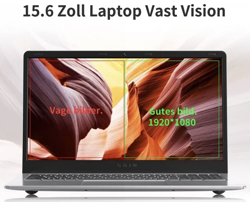 SGIN 15.6inch Laptop, Full HD 1920×1080 With 4 Core Intel Up To 2.8GHz