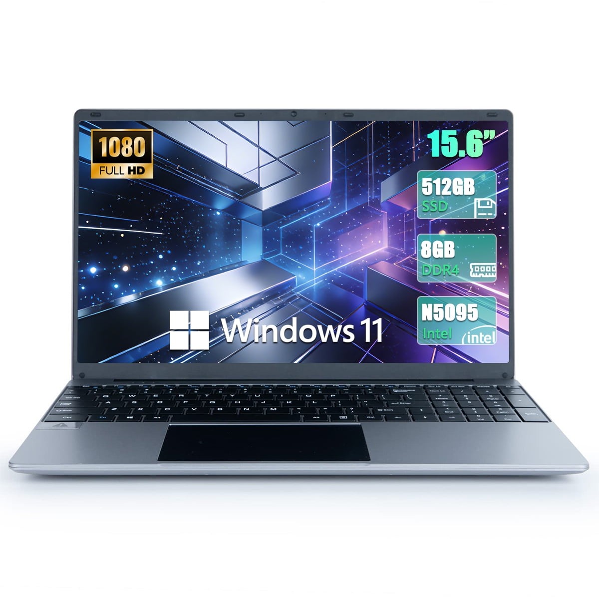 15.6 inch Laptop 8GB DDR4 512GB SSD, Quad-Core Intel Celeron Computer Windows 11