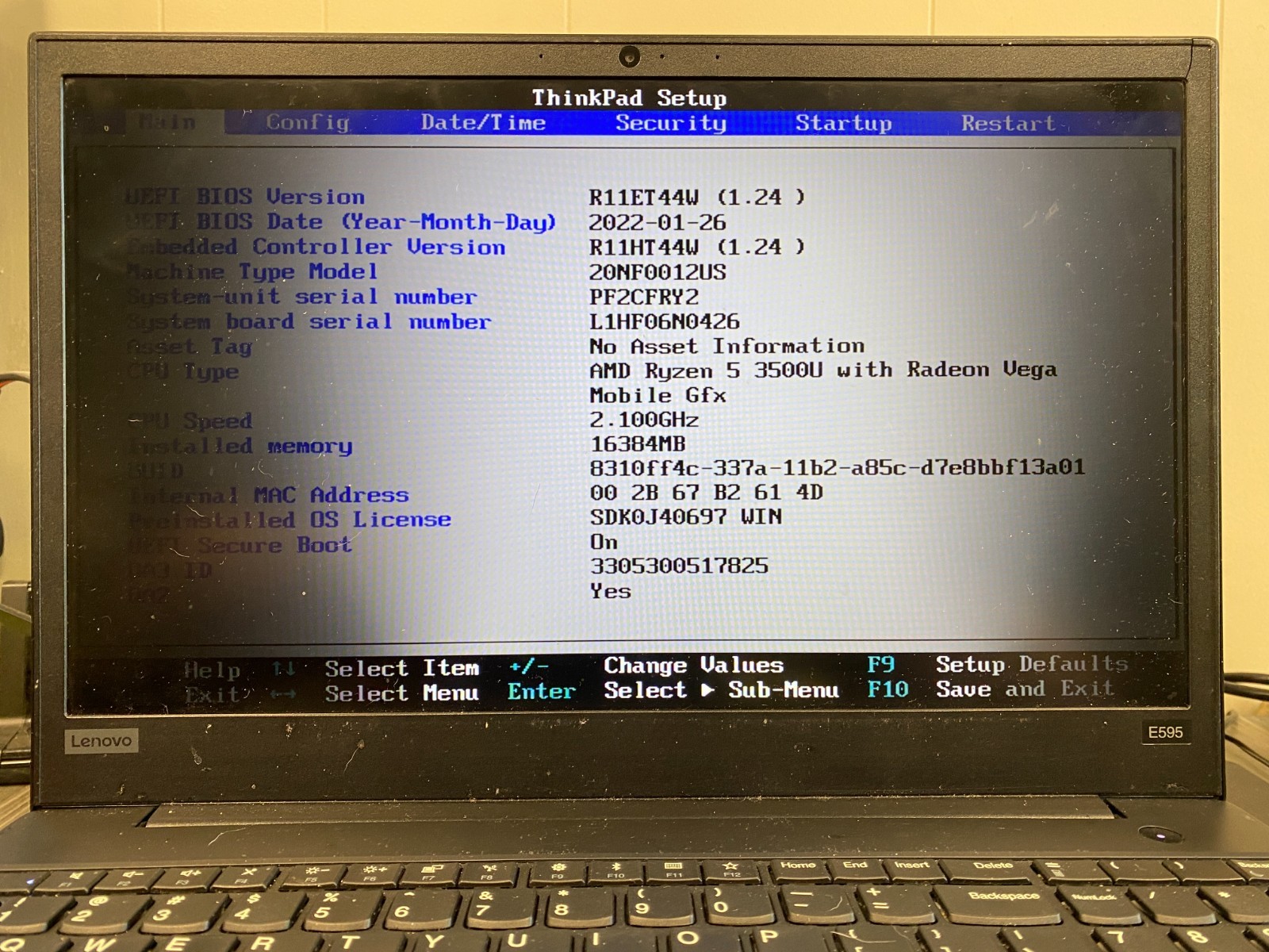 Lenovo ThinkPad E595 Ryzen 5 3500U 4GB DDR4 No OS/SSD – Damaged Screen – PARTS