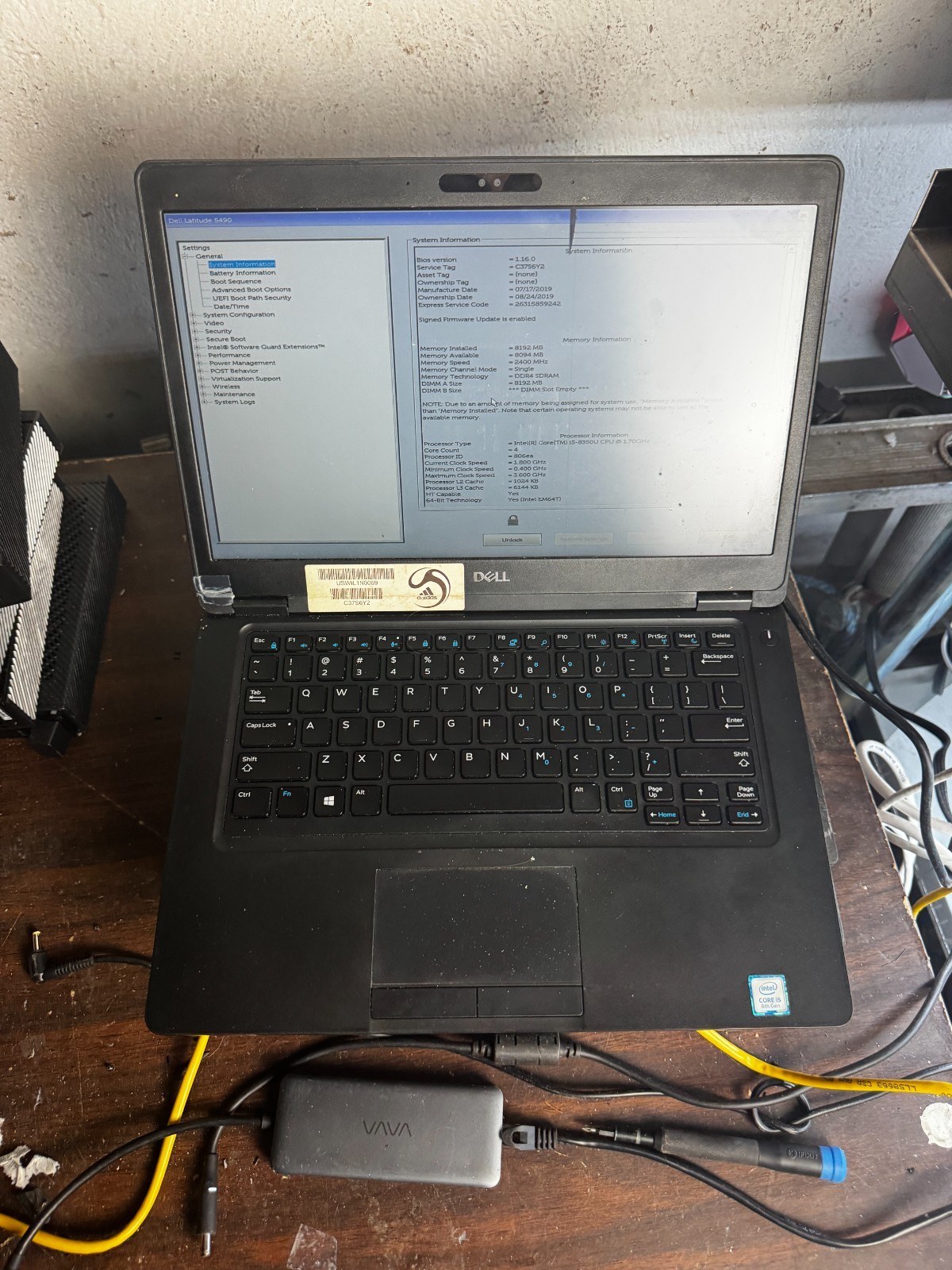DELL LATITUDE 5490 Laptop w/ Intel Core i5-8350U 8GB RAM Repair #5919