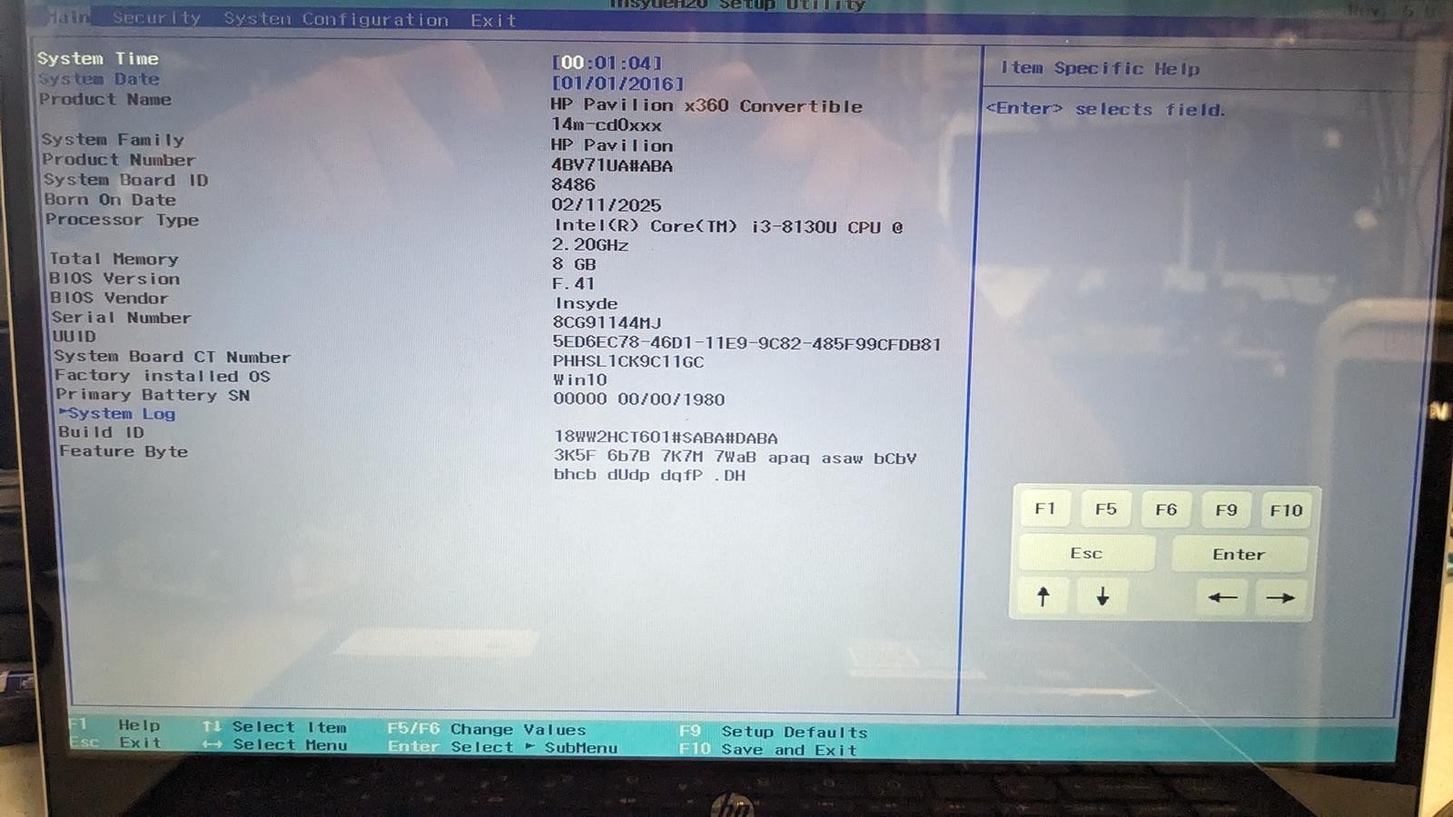 HP PAVILION X360 14M-CD0001DX i3-8130U @ 2.20GHz, 8GB RAM, NO HDD/OS