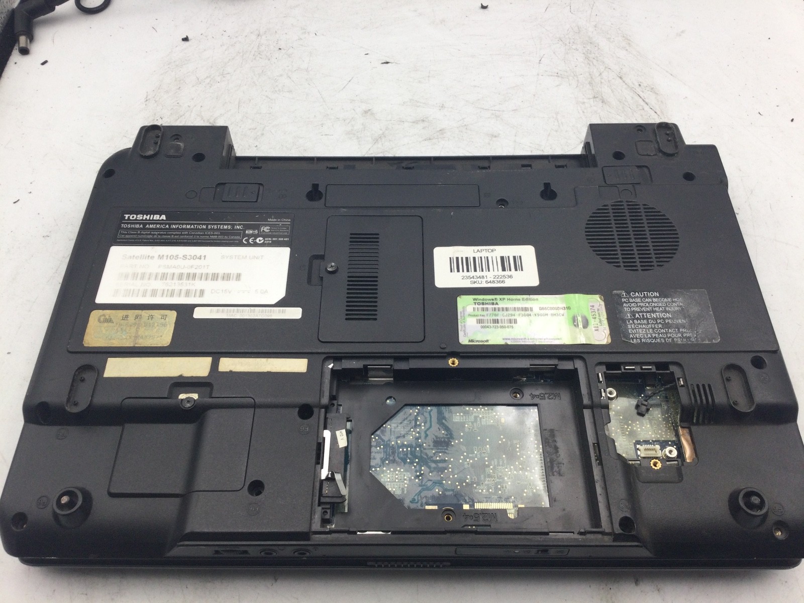 SATELLITE M105-S3041 – FOR PARTS – INTEL CORE SOLO – NO RAM -READ DESCRIPTION-BB