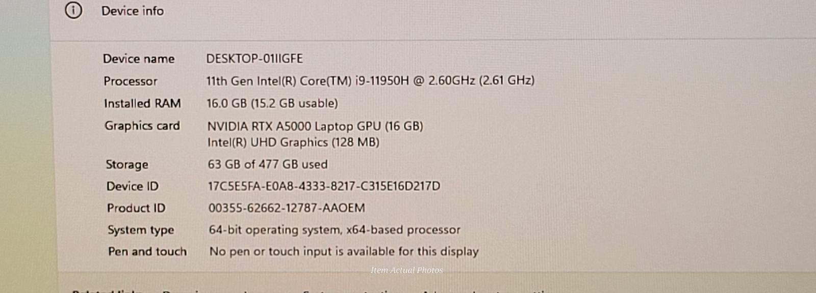 Dell Precision 7760 17″ i9-11950H 512GB SSD 16GB RAM RTX A5000 16GB WIN 11Pro