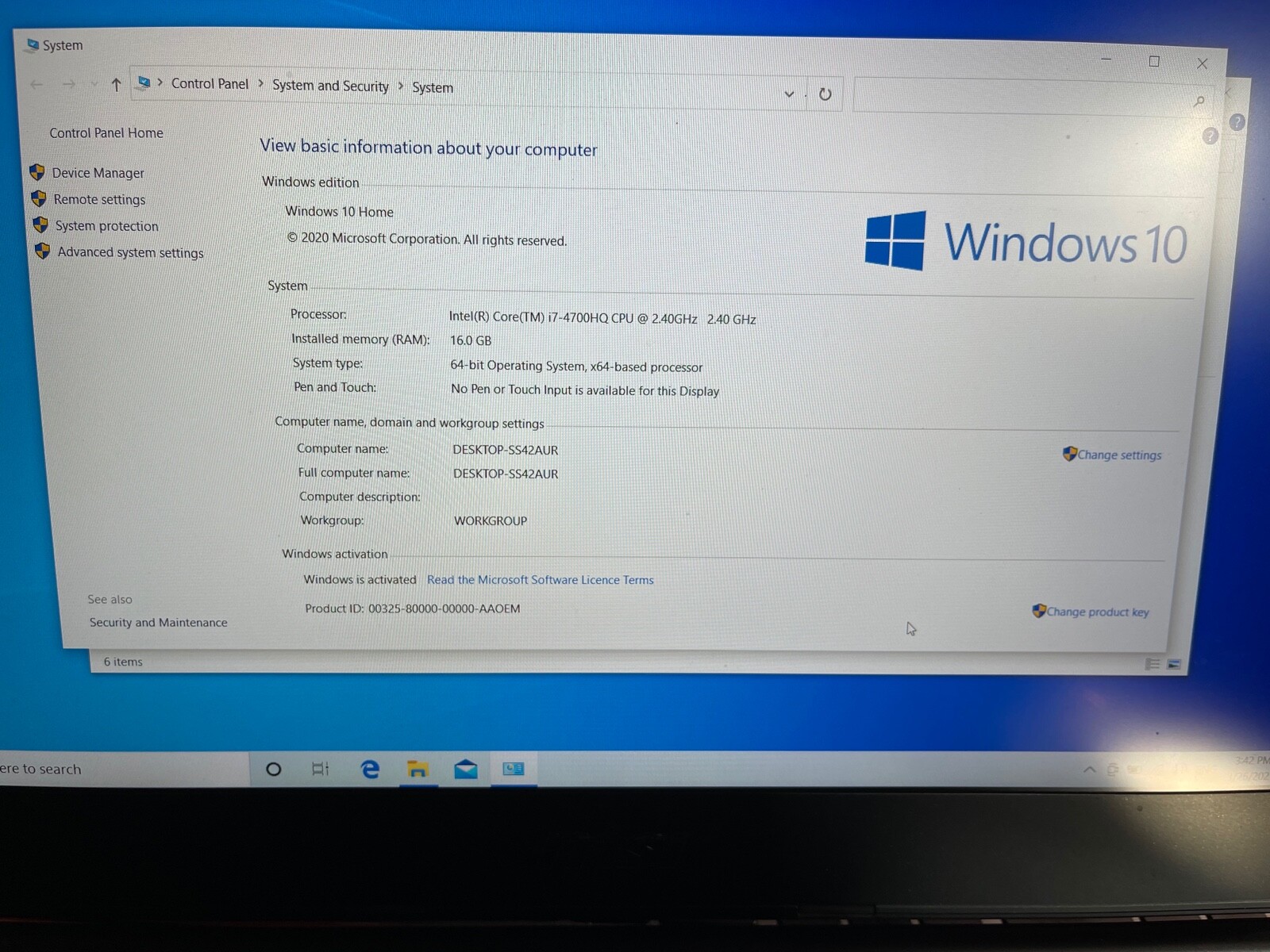 MSI G60 i7 (4th Gen) 4700HQ / 2.4 GHz CPU