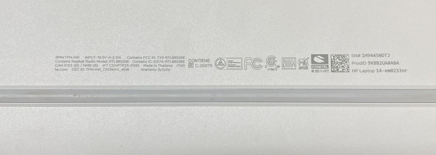 HP Laptop RTL8852BE *Parts or Repair*