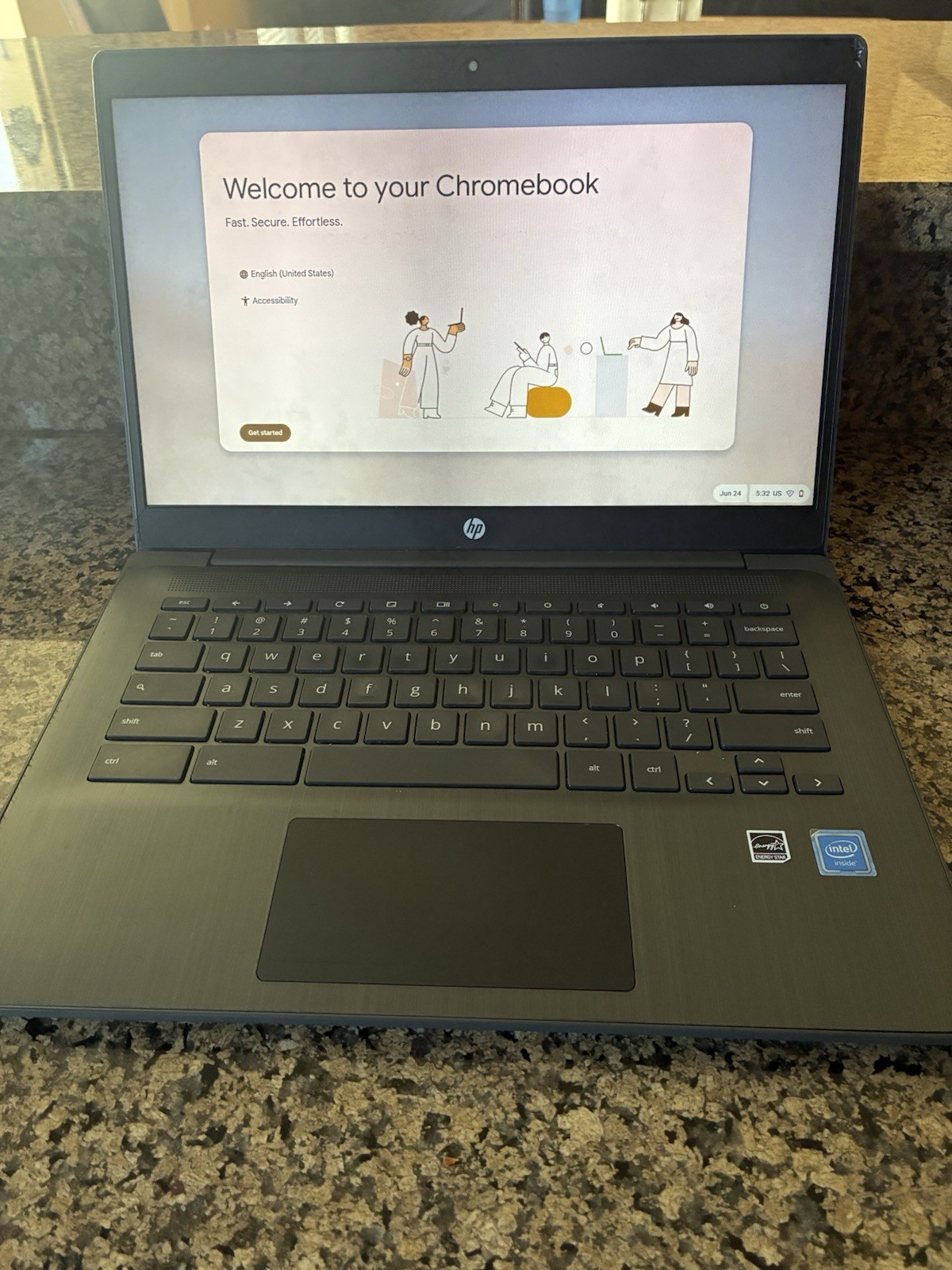 HP Chromebook 14 G6 14″ Intel Celeron N4020 4GB RAM 32GB eMMC Gray – Wiped/Reset