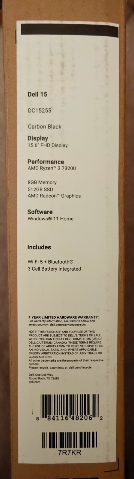 NEW Dell Inspiron 15 DC15255 AMD Ryzen 3 7320U 8GB 512GB SSD AMD Radeon Graphics