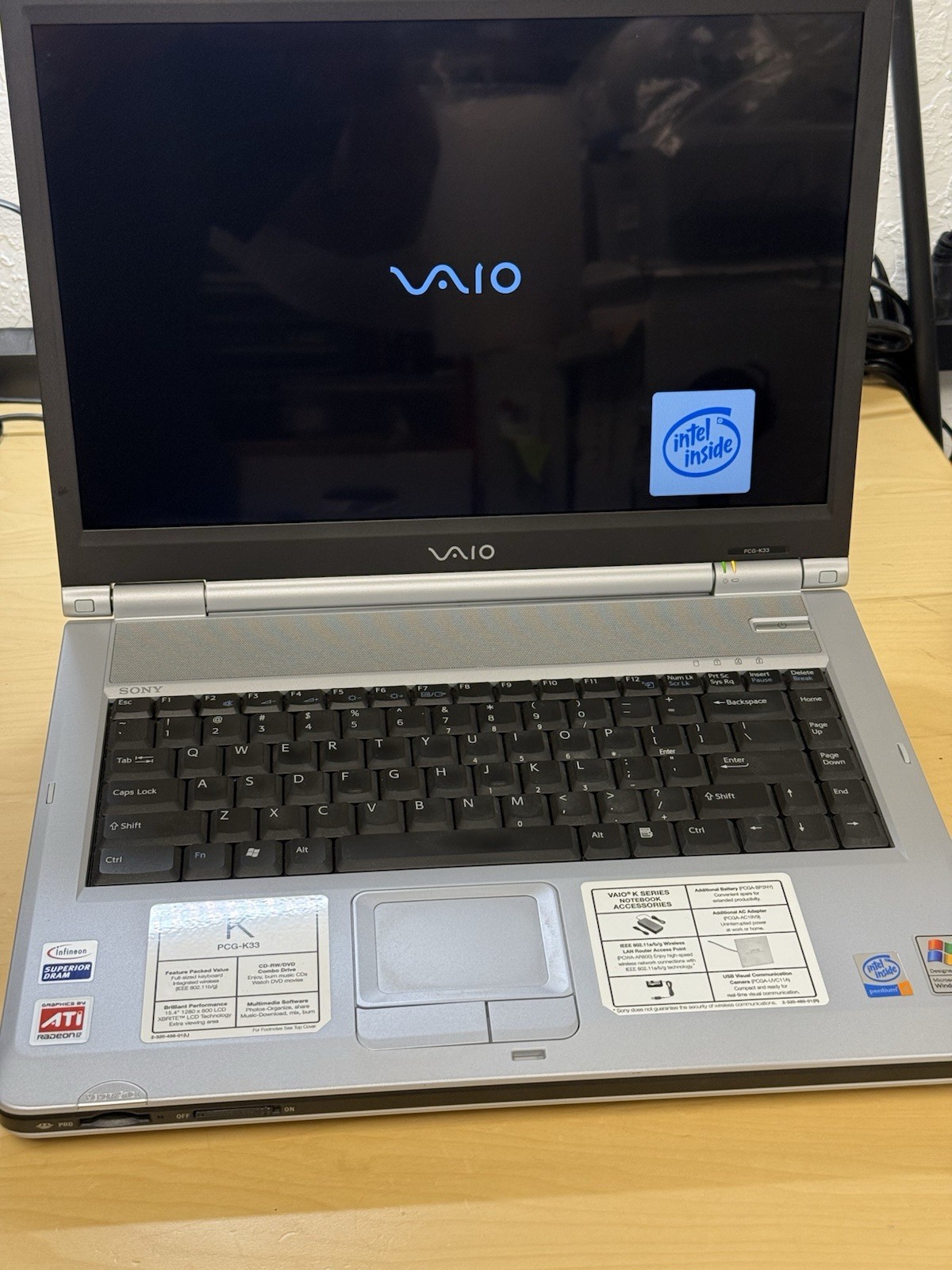 Sony Vaio Notebook Laptop PCG-9S1L PCG-K33 Boots To Bios *No HDD* Read