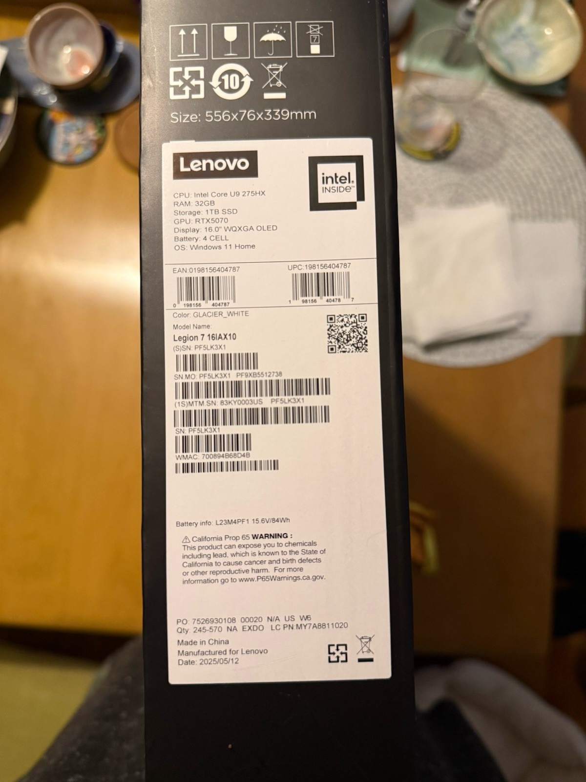 Lenovo Legion 7 16IAX10 16” Ultra 9 275HX 32GB 1TB RTX 5070 + Case