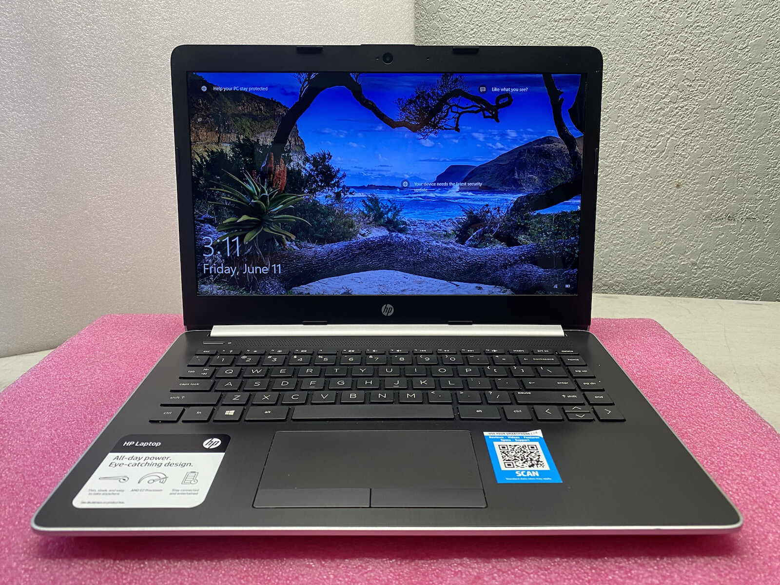 HP 14-cm0012nr 14″ Laptop 4GB 32GB AMD E2-9000e 1.50GHz Silver W10- 4BV23UA