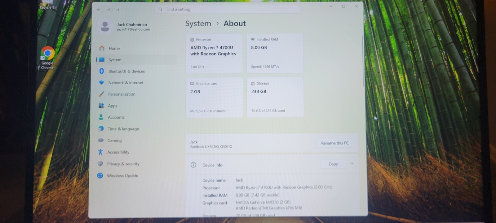 Asus Zenbook Flip 15 Q508UG 15.6″ Ryzen 7 5700U MX450 8GB 256GB