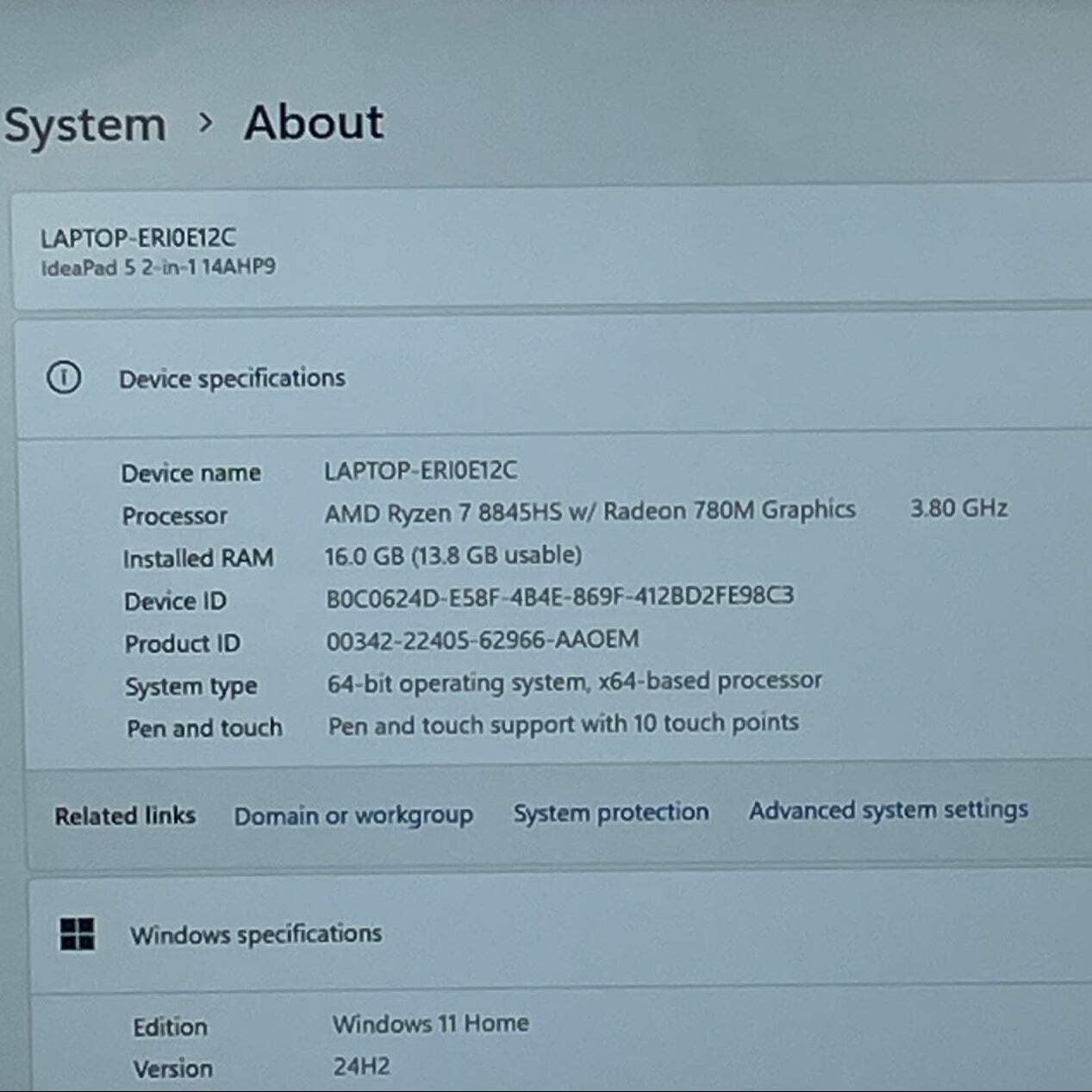Lenovo IdeaPad 5 2-in-1 14AHP9 14″ Ryzen 7 8845HS 3.8GHz 16GB RAM 1TB SSD