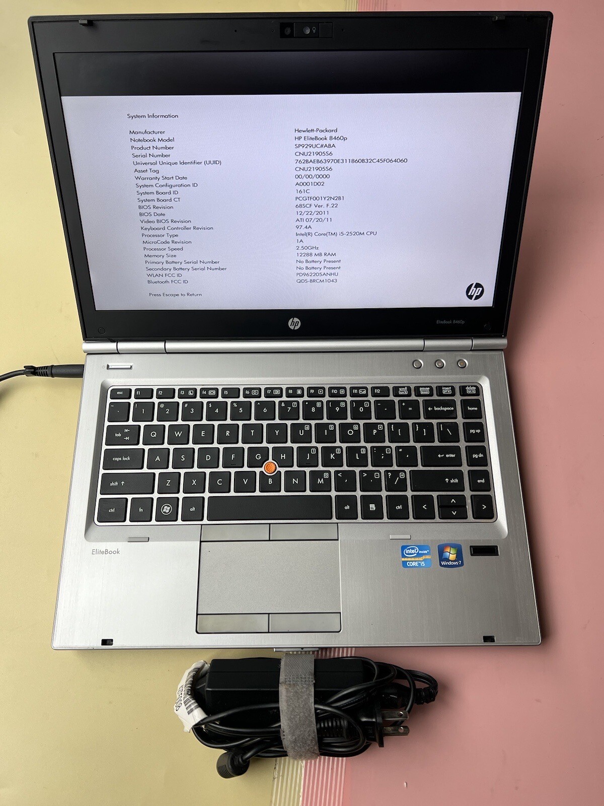 HP Elitebook 8460p 14” Core i5-2520M 2.5GHz 12GB RAM 500GB HDD WEBCAM BLUETOOTH