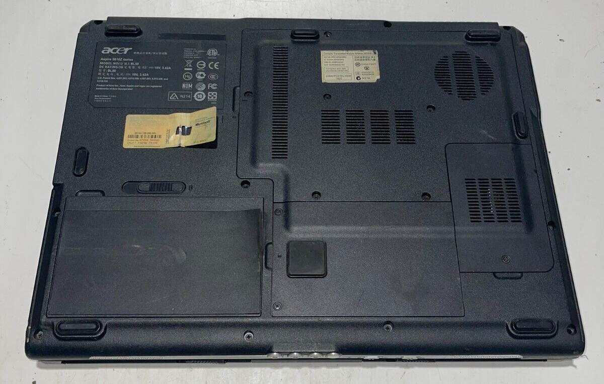 ACER ASPIRE 5610Z PENTIUM DUAL CORE T2060 1.60GHz 1GB RAM 120GB HDD MS VISTA
