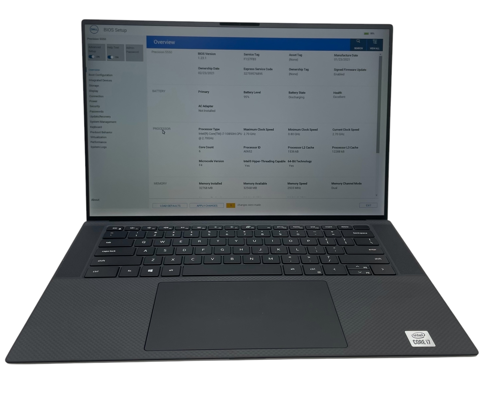 DELL PRECISION 5550 i7-10850H 2.70GHz 15″ 32GB RAM 256GB SSD–GRADE D