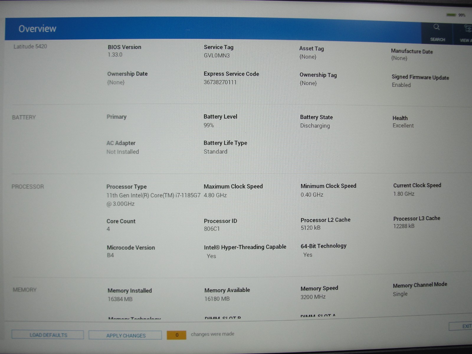 Dell Latitude 5420 14”FHD Intel Core i7-1185G7 3GHz 16GB RAM 256GB SSD+Charger