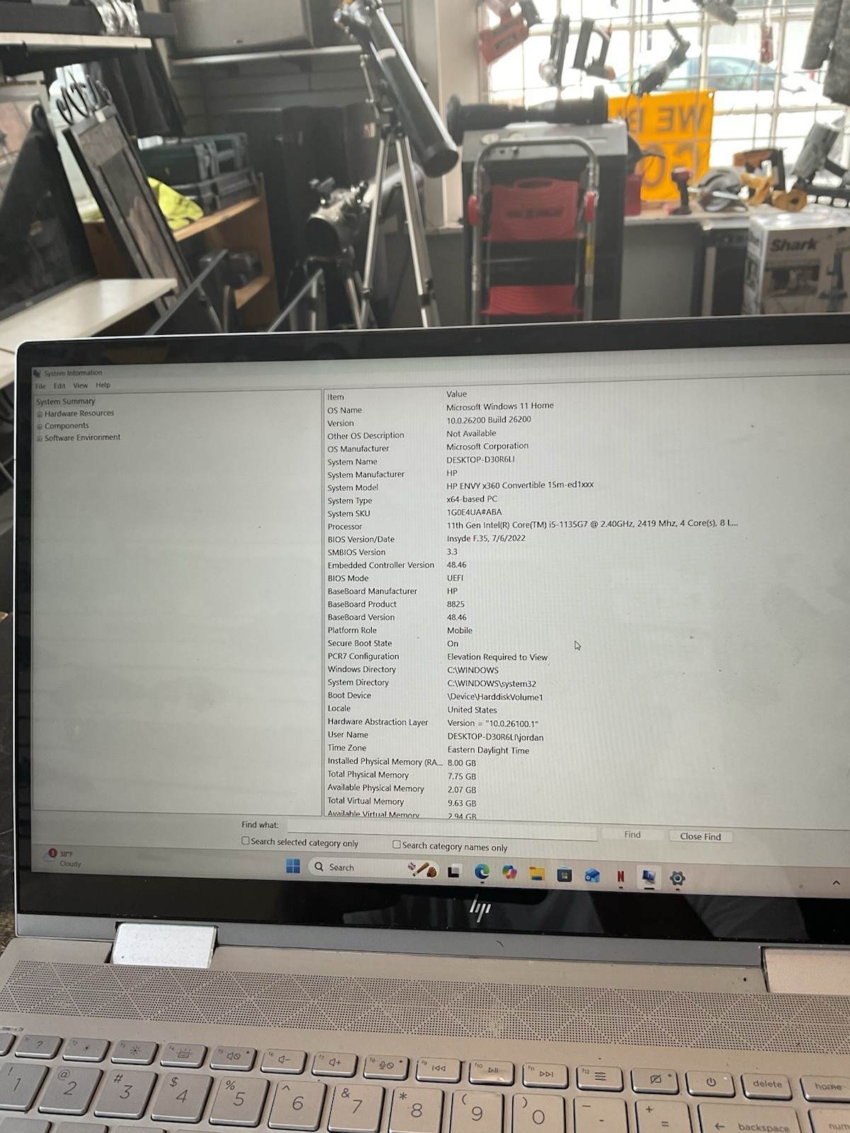 HP ENVY x360 15m 8GB RAM, 256GB SSD, 11th Gen Core i5, Win 11, READ