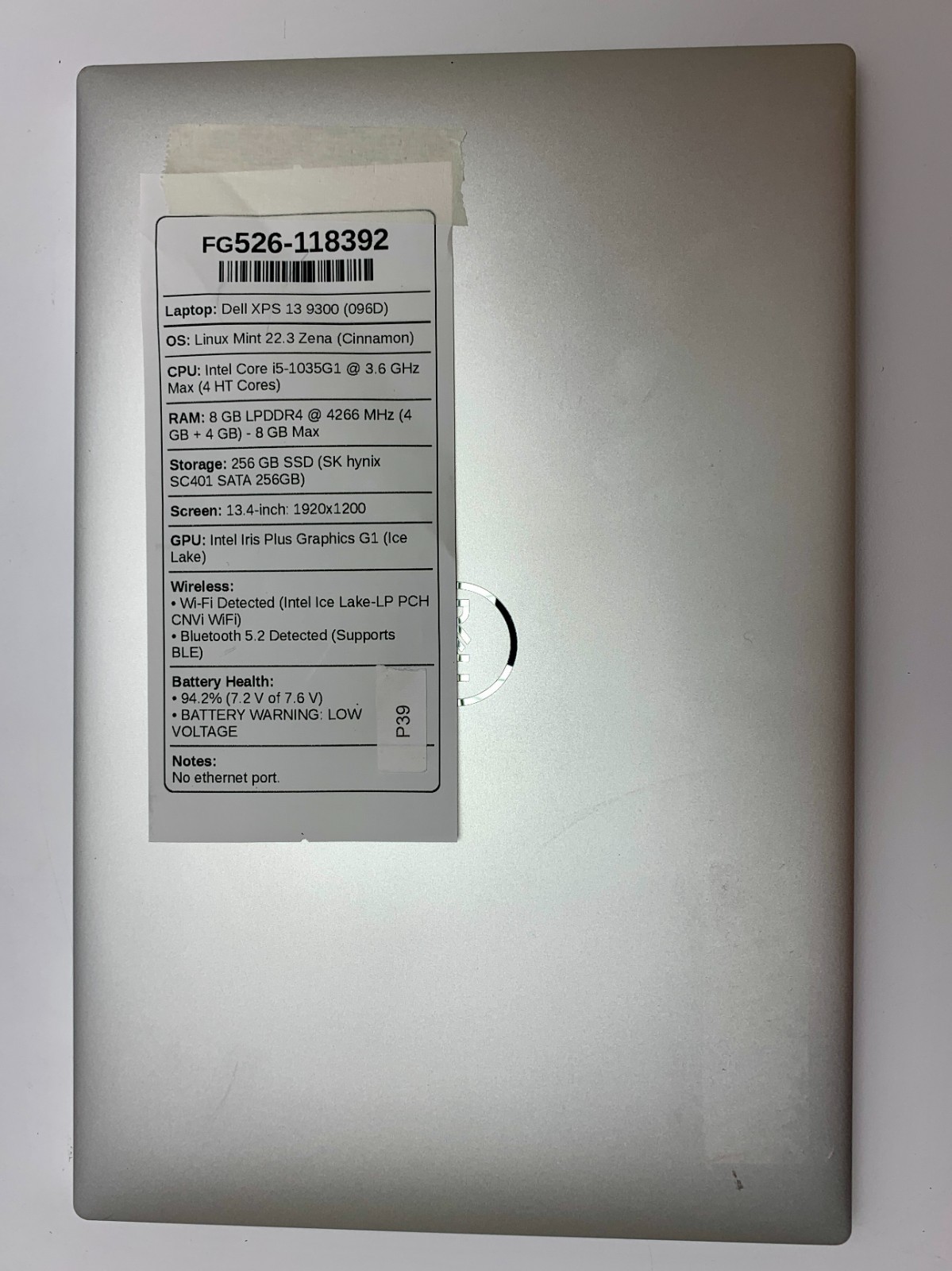 Dell XPS 13 9300 | i5-1035G1 | 8GB RAM | 256GB SSD | LINUX
