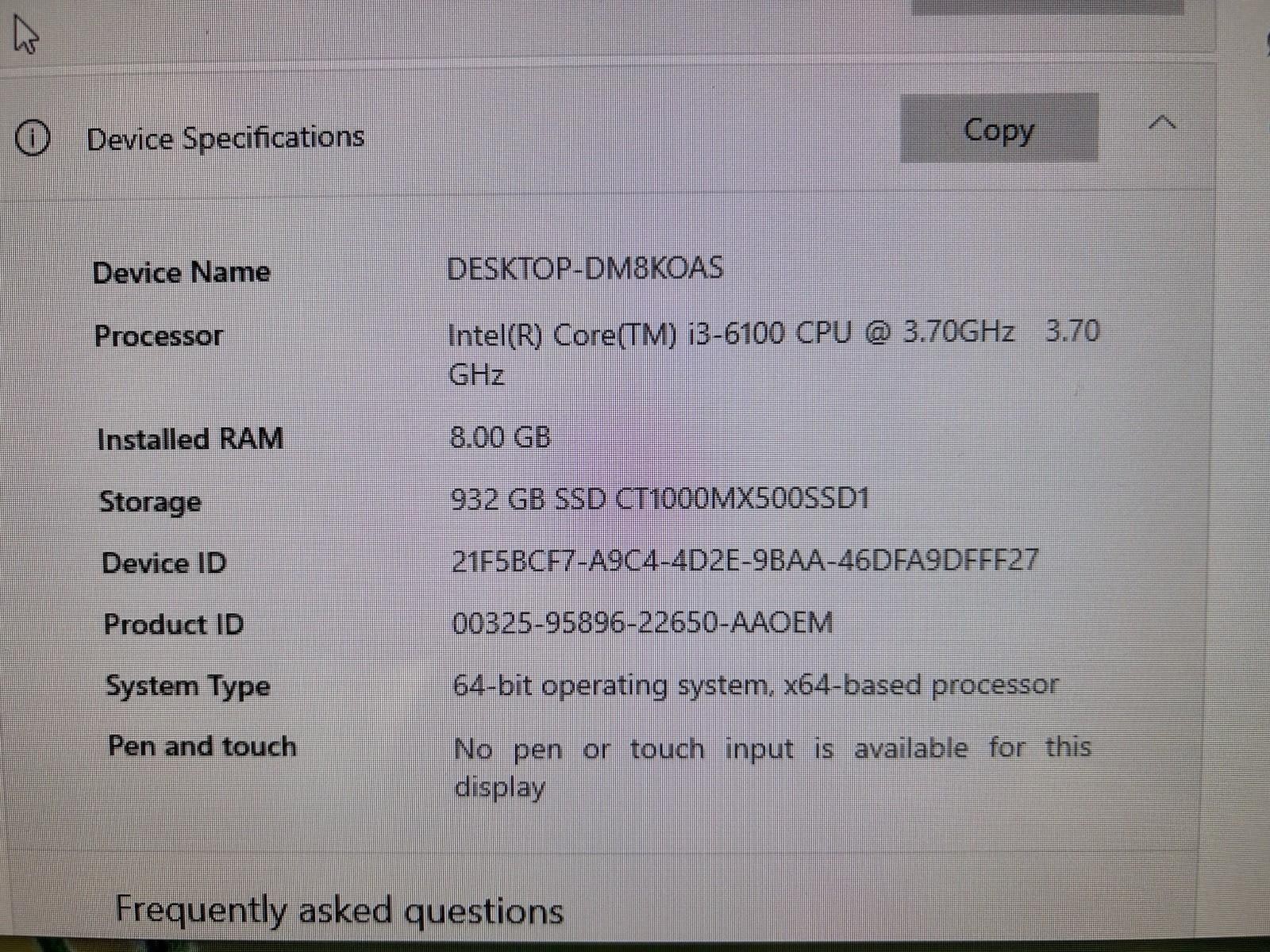 Lenovo IdeaCentre A10 700-27ISH All-In-One Intel i3-6100 8GB RAM 250GB SSD Win10