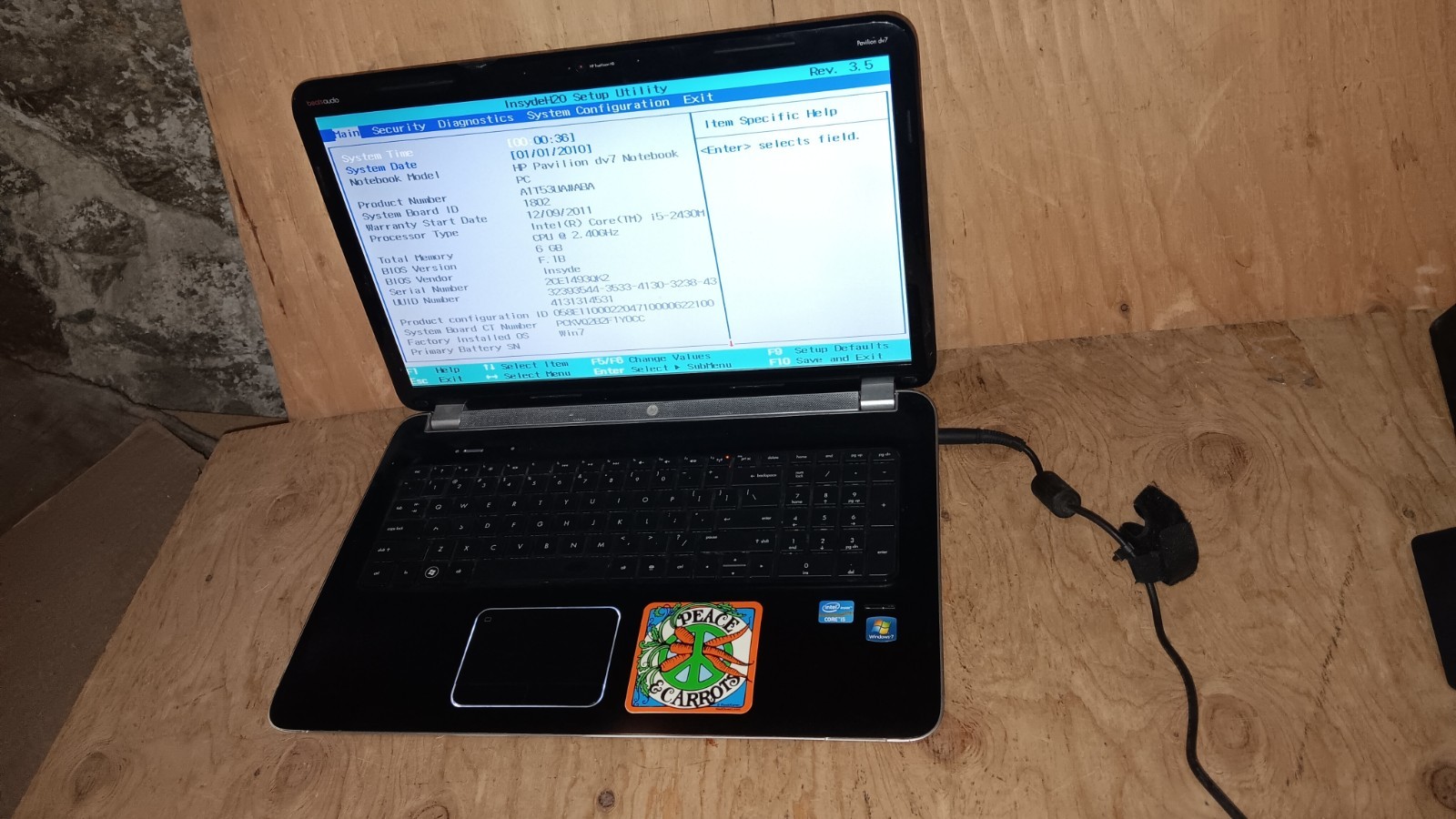 HP Pavilion DV7-6B55DX Laptop Intel core i5-2430M @2.40 GHz 17.3″ LCD Screen P/R