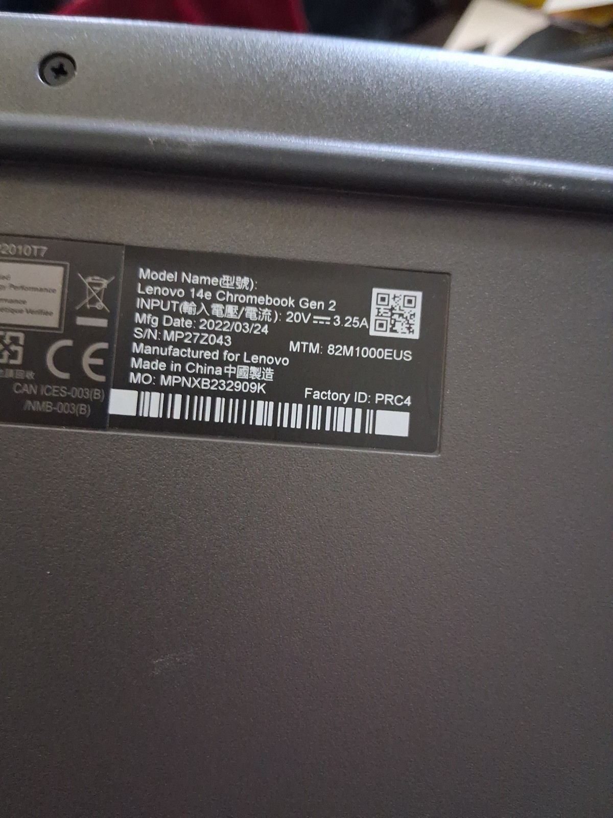 Lenovo 14e Chromebook Gen 2 14″ Touchscreen AMD 3015Ce, 4GB RAM, 32GB EMMC