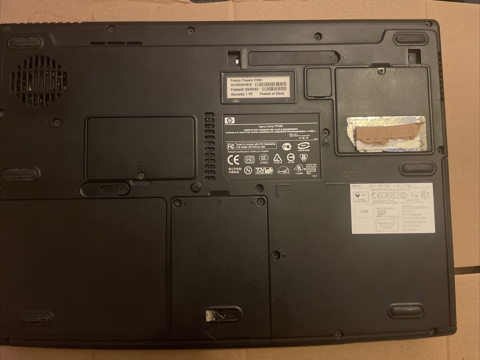 Compaq Presario X1000 Laptop Pentium M 1.4 GHz 2GB 160GB XP Sp3