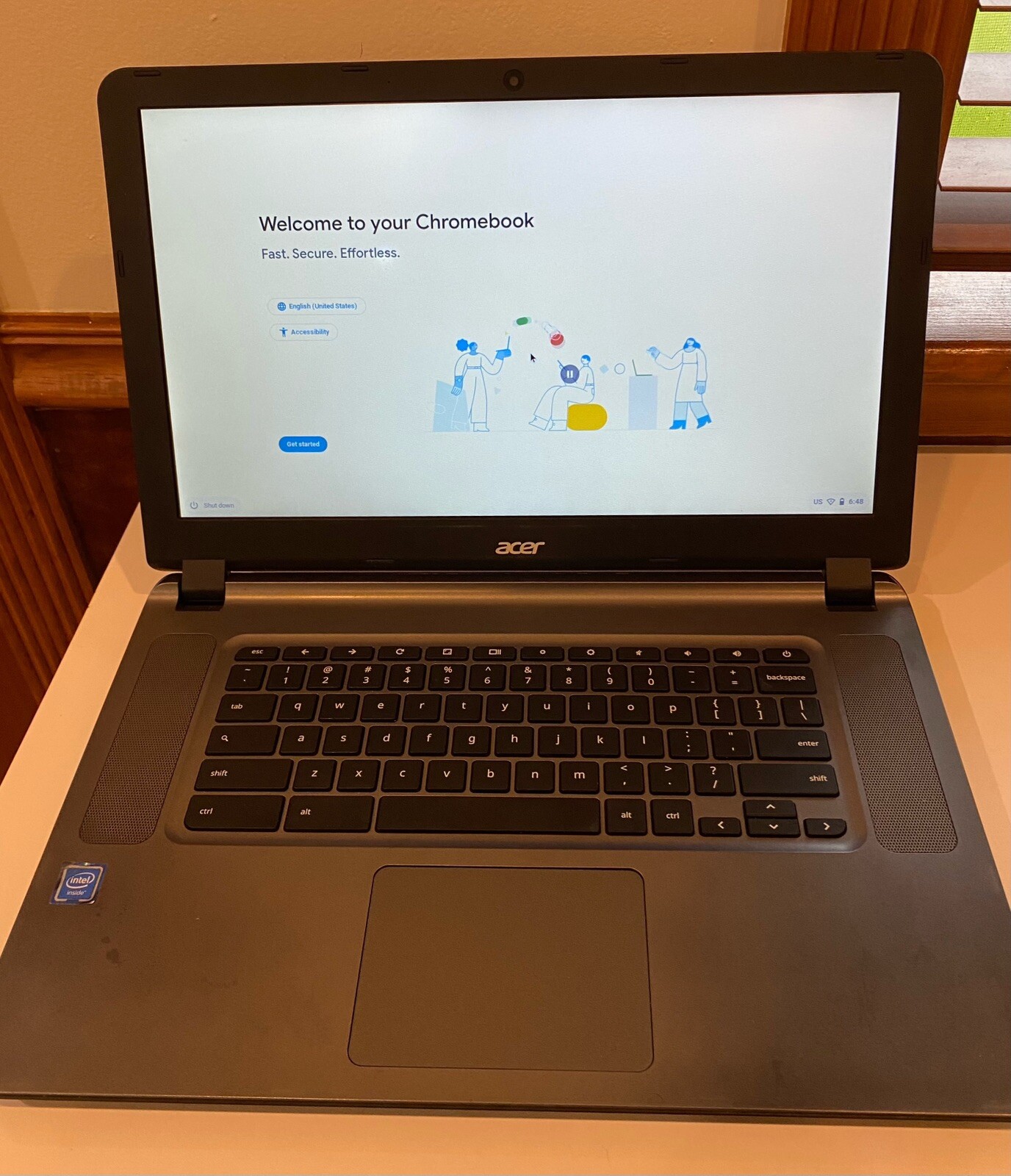 Acer CB3-532-C47C 15.6″ Laptop/Intel N3060/2GB RAM/16GB eMMC Battery Good N15Q9