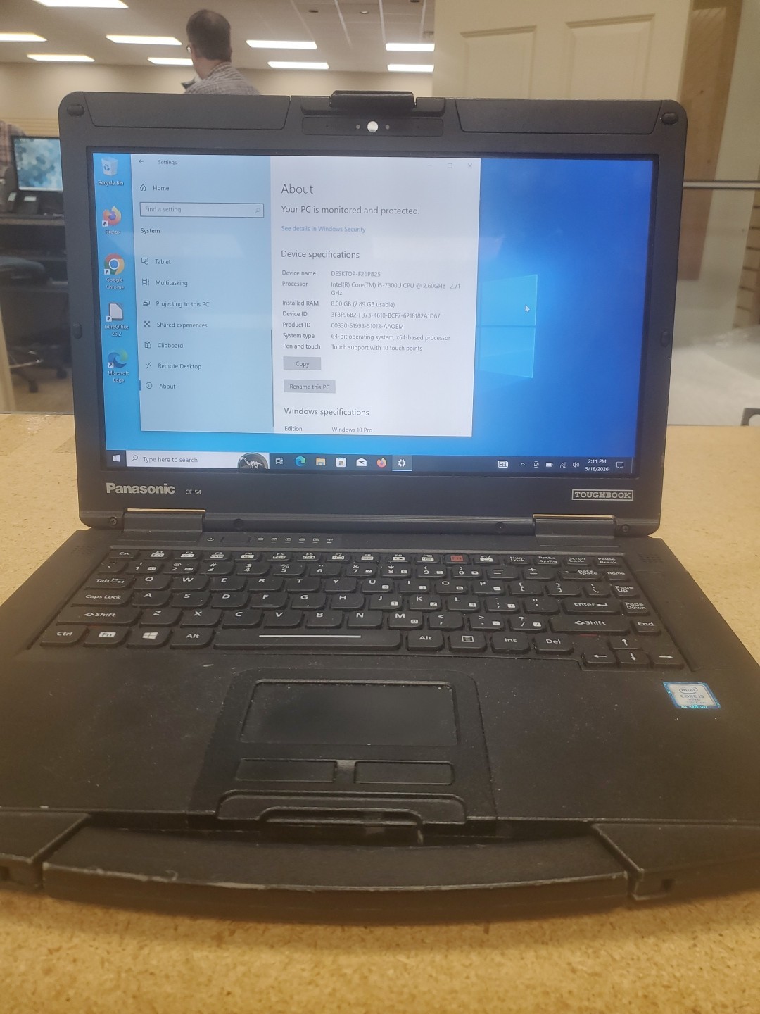 Panasonic Toughbook CF-54 MK3 FHD i5-7300U 8GB 256GB ssd 20180Hrs
